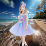 Kid Girl Flower Mermaid Princess Mesh Dresses