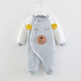 Baby Autumn Winter Cotton Three-layer Warm One-piece Thickened Rompers