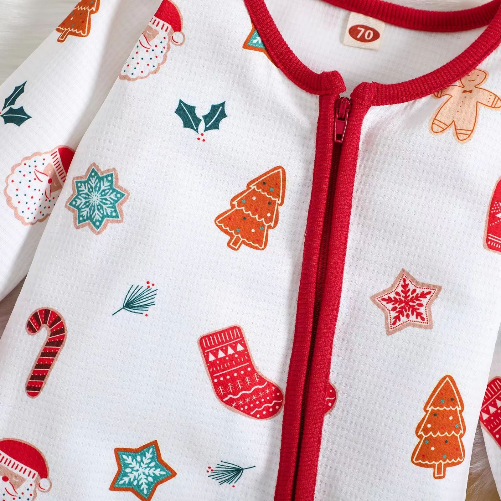 Baby Christmas Spring Autumn Long Sleeve Cartoon Zipper Rompers