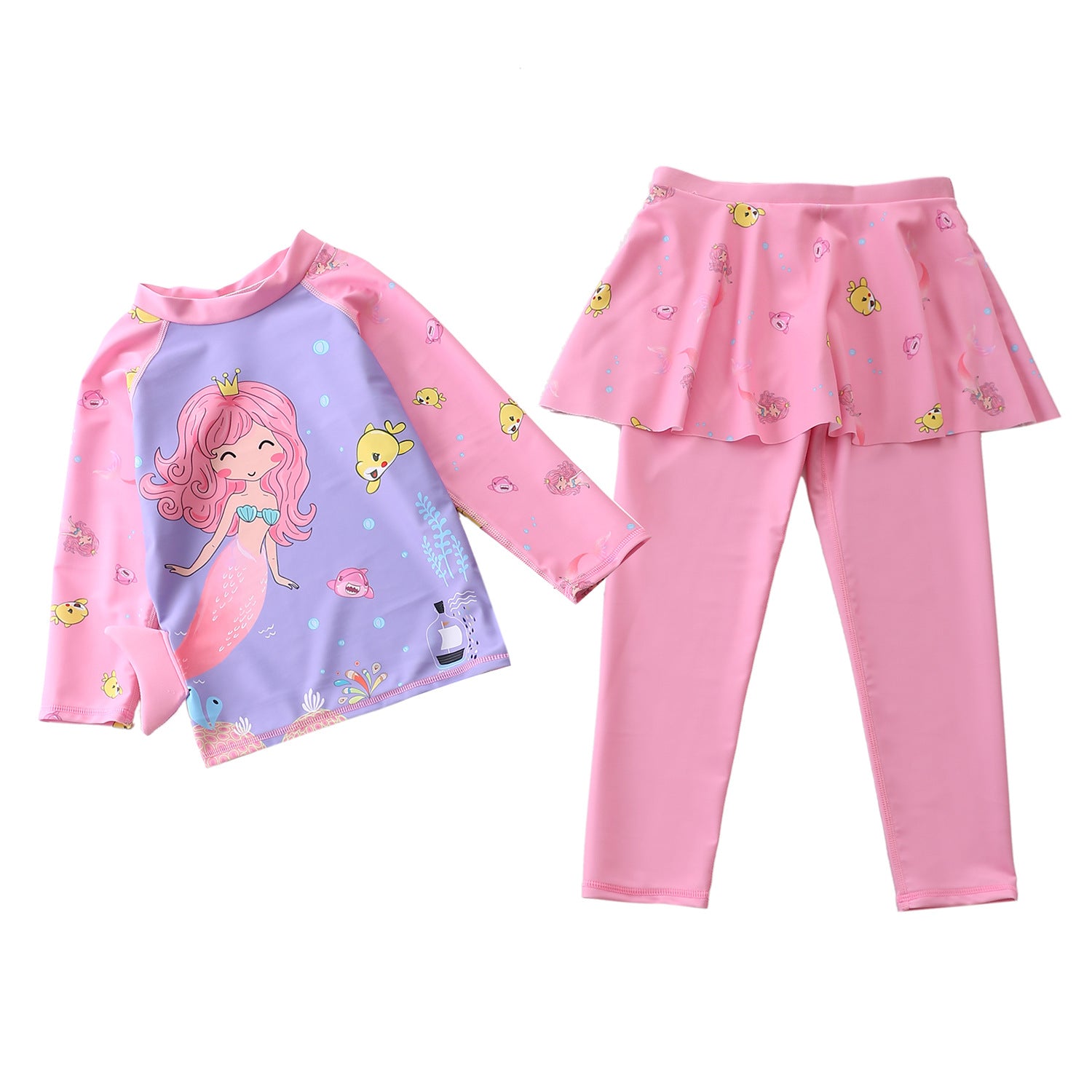 Kid Girl Split Long Sleeved Beach Sun Proof Swimsuit