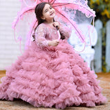 Kid Baby Girls Catwalk Princess Flower Appliqué Cake Dresses
