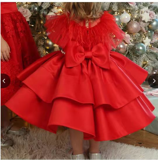 Kid Girl First Birthday Princess High-end Winter Flower Dresses