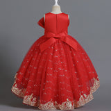 Kid Girl Trailing Sequined Fluffy Flower  Banquet Catwalk Piano Dress