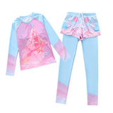 Kid Girl Split Long-sleeved Conservative Sun Protection Swimsuit