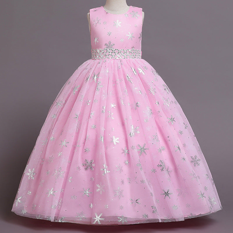 Kid Girl Puffy Tulle Princess Flower Party Piano Performance Dress