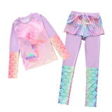 Kid Girl Split Long-sleeved Conservative Sun Protection Swimsuit