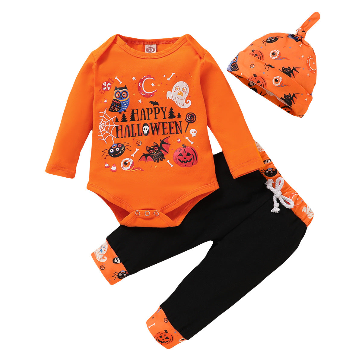 Happy Halloween Baby Pumpkin Print Lettering Harmonic 2 Pcs Set