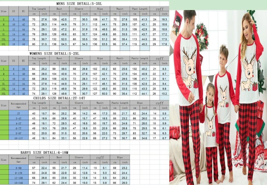 Family Matching Parent-child Family Happy Deer Christmas Pajamas Loungewear