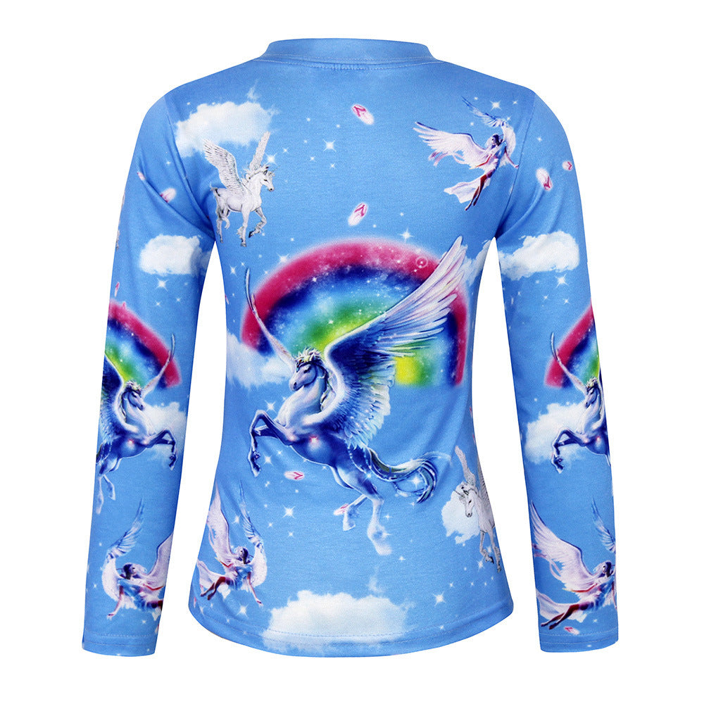 Kid Baby Boy Girl Spring Autumn Unicorn Cute Cartoon Print Loungewear Pajamas