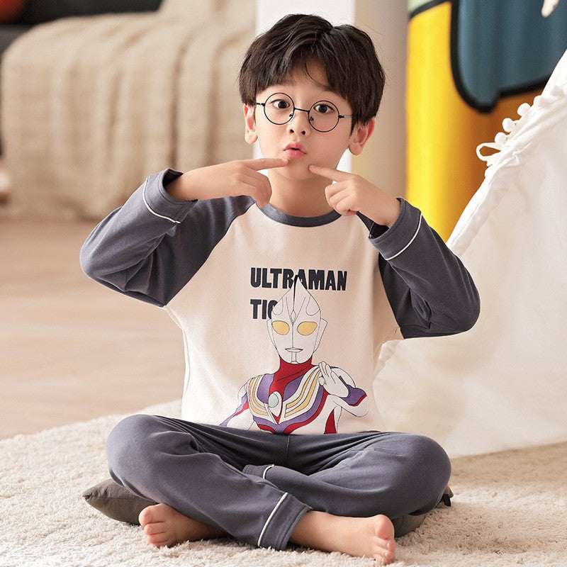 Kid Baby Boy Cartoon Spring Autumn Long Sleeved Pure Cotton Pajamas