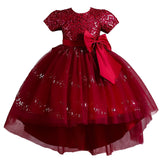 Kid Girl Princess Flower Sequin Fluffy Performance Trailing Dresses
