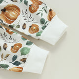 Kid  Baby Boy Crewneck Pumpkin Long Sleeve 2 Pcs Sets