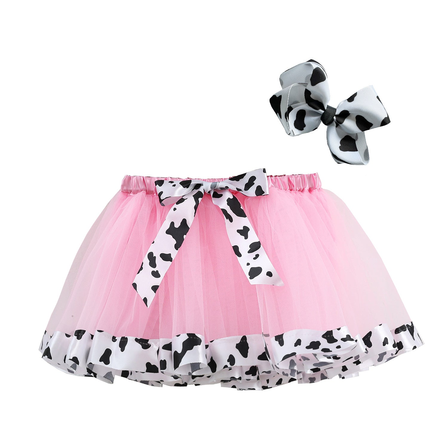 Kid Girls Lined Cartoon Cow Zebra Skirts