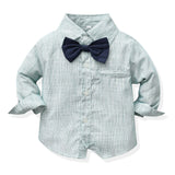 Kid Baby Boy Long-sleeved Bow Tie Cotton Suspenders Gentleman 2 Pcs Sets