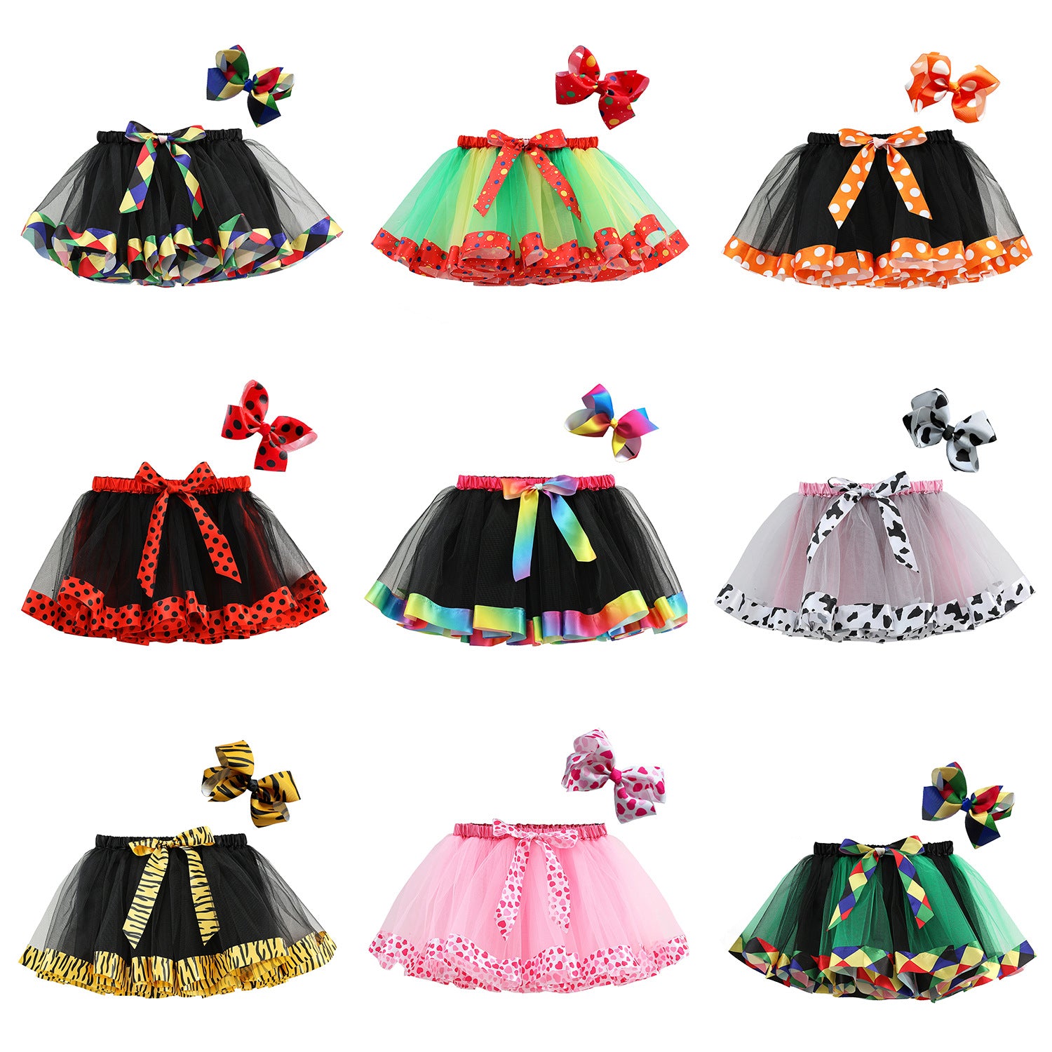 Kid Girls Lined Cartoon Cow Zebra Skirts