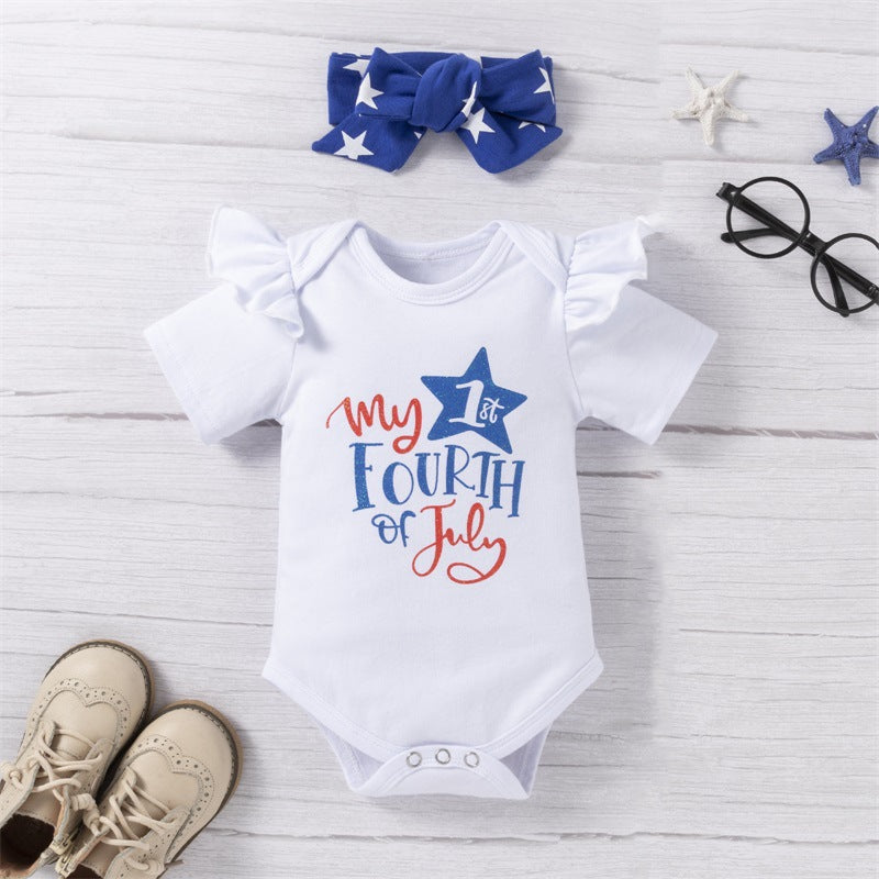 Baby Girl Independence Day Short Sleeve Star Skirt Sets