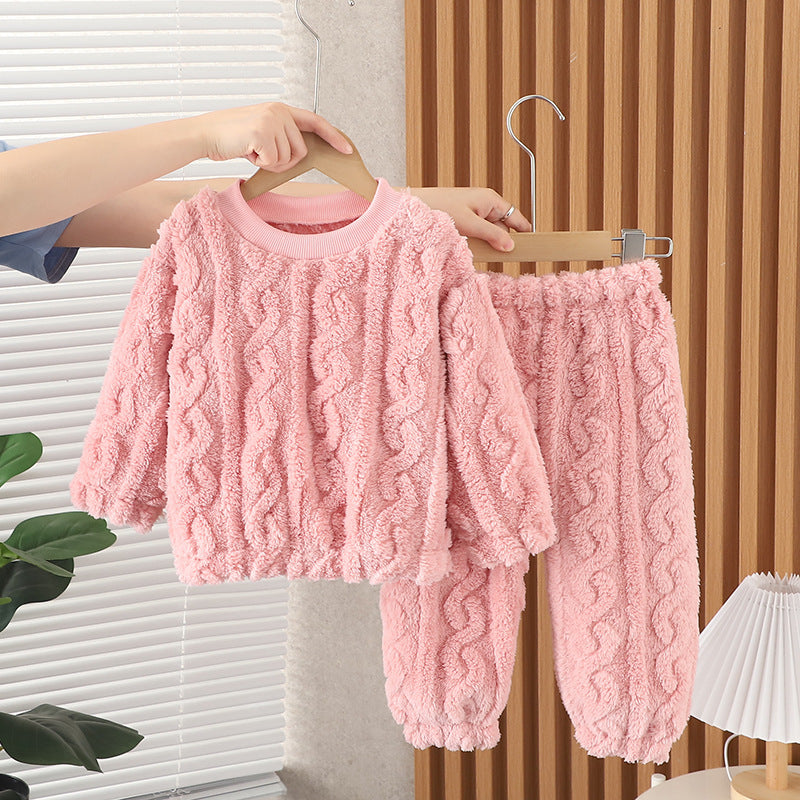Kid Baby Girls Pajamas Autumn Winter Cotton Plush Home Pajamas