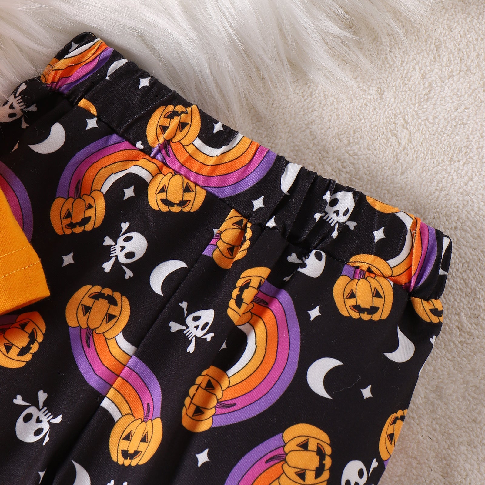 Baby Girls Halloween Print Letter Pumpkin Print Flared 2 Pcs Set