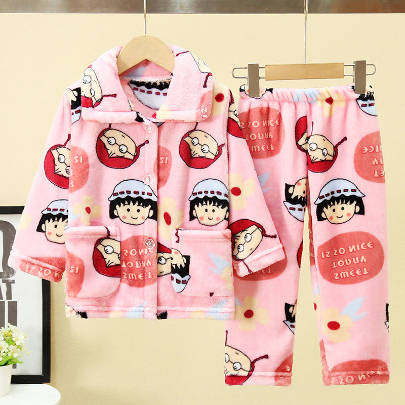 Kid Baby Boy Girl Flannel Pajamas Home Pajamas