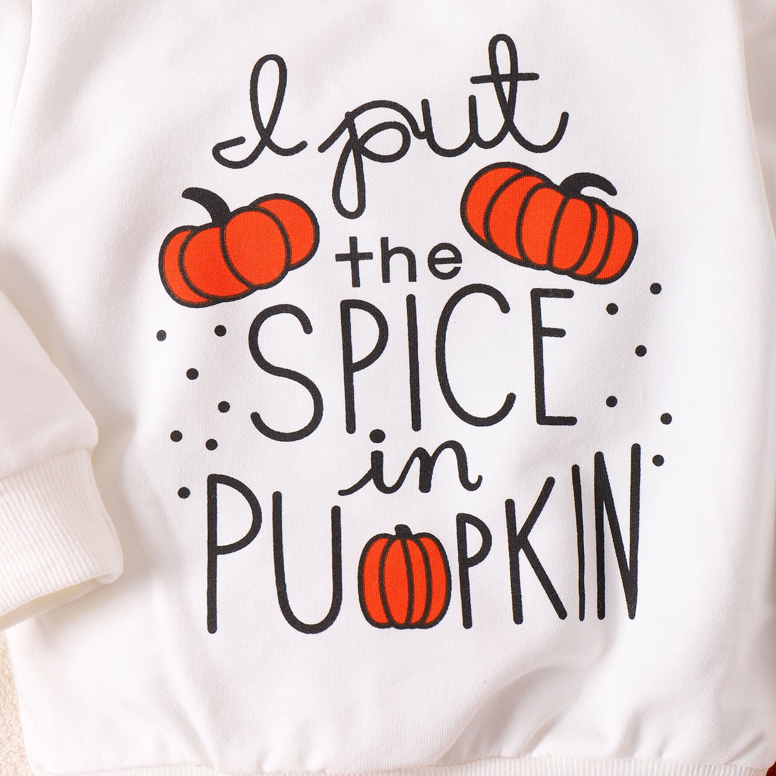 Halloween Pumpkin Letter Long Sleeve Velvet 2 Pcs Set