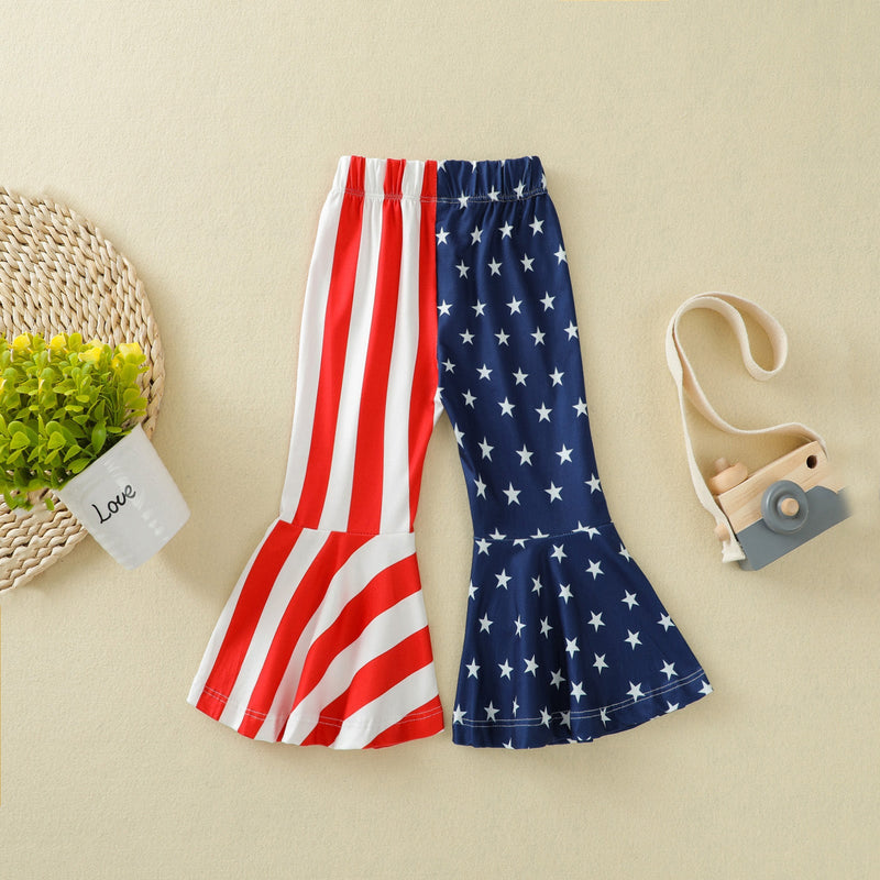 Kid Baby Girls Summer Independence Day Print Flared Pants