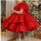 Kid Girl First Birthday Princess High-end Winter Flower Dresses