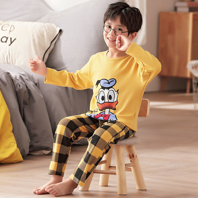 Kid Baby Boy Cartoon Spring Autumn Long Sleeved Pure Cotton Pajamas