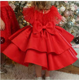 Kid Girl First Birthday Princess High-end Winter Flower Dresses
