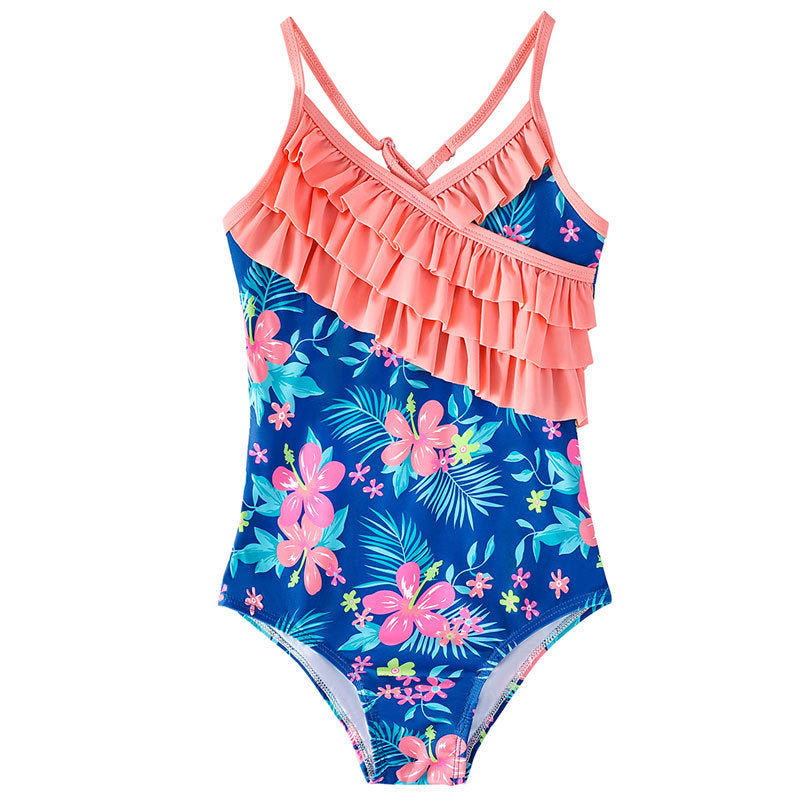 Kid Girls Swimsuit One-piece Flower Print Swimsuit