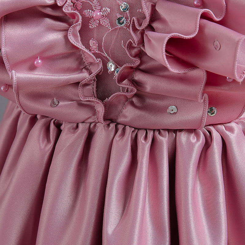 Kid Girl Beaded Halloween Piano Host Performing Evening Gown Dresses