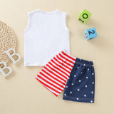 Baby Kids Boys Independence Day Letter Printed Tank Tops Shorts Sets