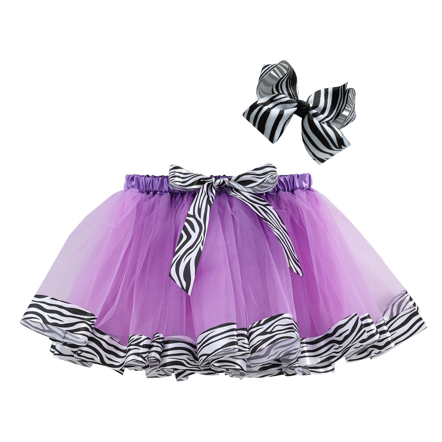 Kid Girls Lined Cartoon Cow Zebra Skirts