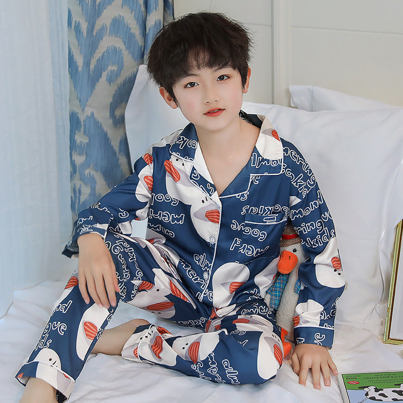Kid Boy Pajamas Simulted Silk Ice Silk Homewear Pajamas