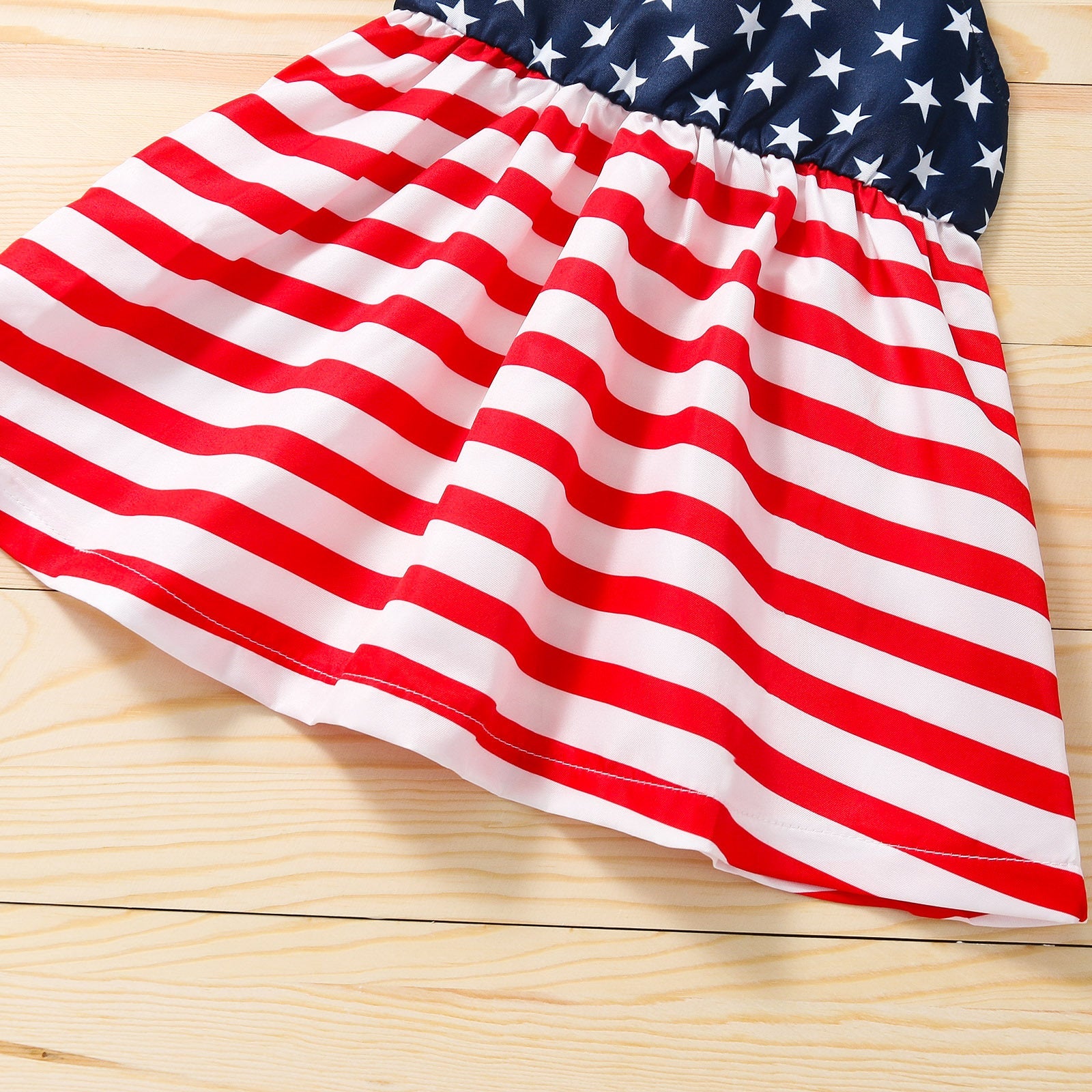 Baby Girls 4th-of-July Independence Day Bowknot Denim Striped Dress