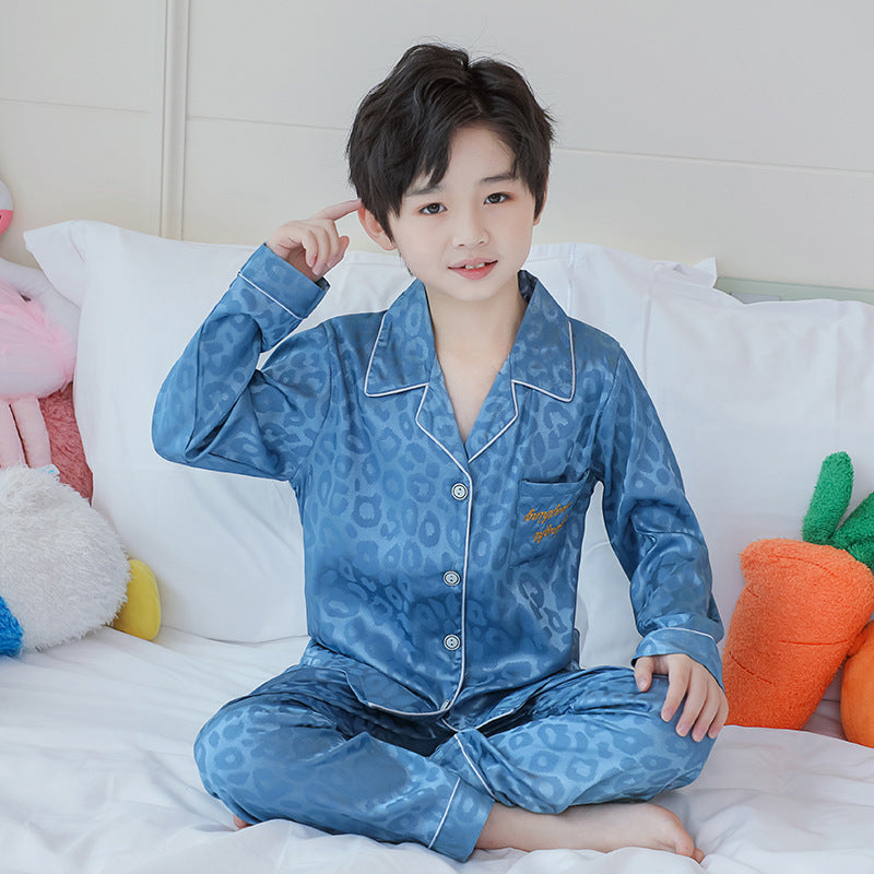 Kid Boy Pajamas Simulted Silk Ice Silk Homewear Pajamas