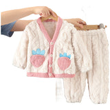 Kid Baby Girls Pajamas Autumn Winter Cotton Plush Home Pajamas