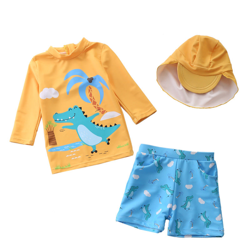 Kid Baby Boy Long Sleeve Split Shark Unicorn Anti-howling Swimsuit