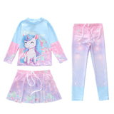 Kid Girl Split Sun Protection Long Sleeved Swimsuit