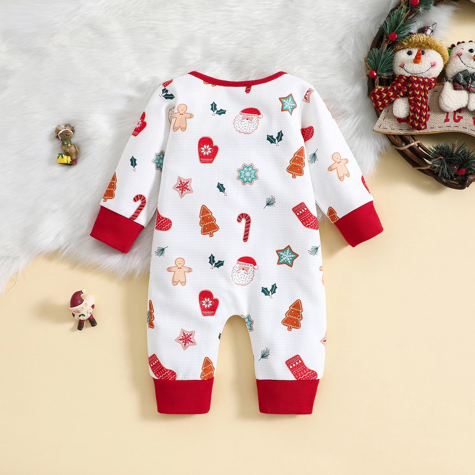 Baby Christmas Spring Autumn Long Sleeve Cartoon Zipper Rompers