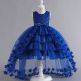Kid Girl Princess Sleeveless Puffy Flower Wedding Stage Performance Dress