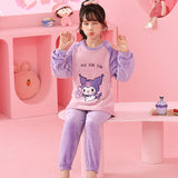 Kid Baby Girls Home Flannel Pajamas Cartoon Velvet Suit
