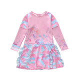 Kid Girl One-piece Long Sleeve Sunscreen Beach Surfing Mermaid Swimsuit