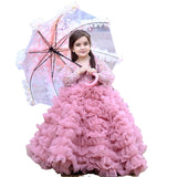 Kid Baby Girls Catwalk Princess Flower Appliqué Cake Dresses