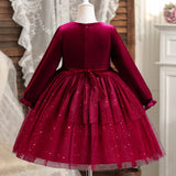 Girls Dress Velvet Sequined Gauze Princess Dress Children Christmas New Year Dress Skirt