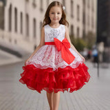 Kid Girl Formal Bow Tie Flower Wedding Evening Dress