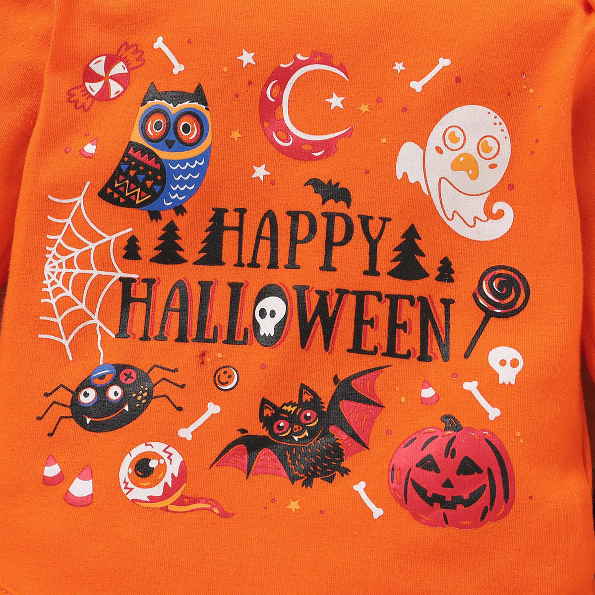Happy Halloween Baby Pumpkin Print Lettering Harmonic 2 Pcs Set