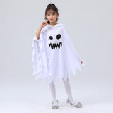 Girl White Ghost Glows Grimace Cloak Halloween Cosplay Party Costume