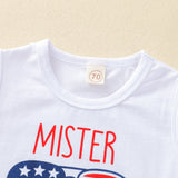 Baby Kids Boys Independence Day Letter Printed Tank Tops Shorts Sets