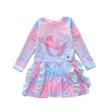 Kid Girl One-piece Long Sleeve Sunscreen Beach Surfing Mermaid Swimsuit