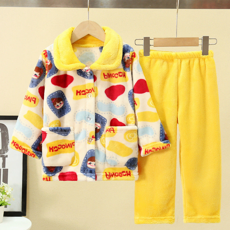Kid Baby Boy Girl Flannel Pajamas Home Pajamas